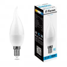 Лампа светодиодная Feron LB-570 Свеча на ветру E14 9W 6400K